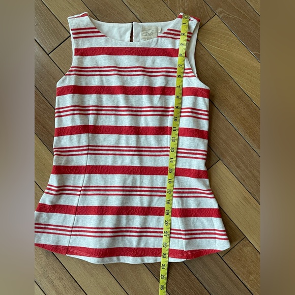 Anthropologie Vanessa Virginia Red Cream Striped Peplum Top XS - Picture 6 of 9